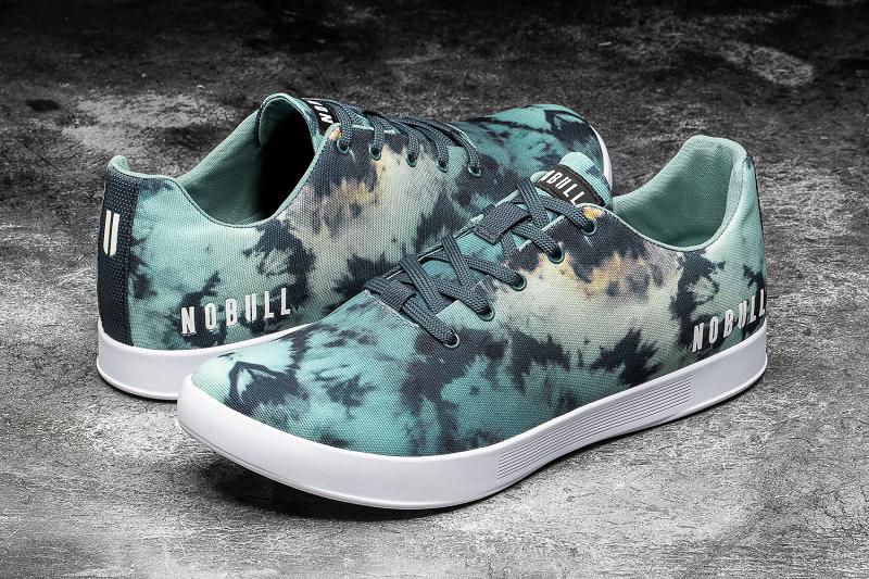 Turquoise Nobull Teal Tie-Dye Canvas Men's Trainers | CA F1414D